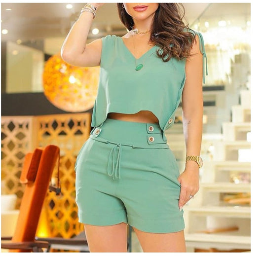 Shorts and Cropped Vest Set